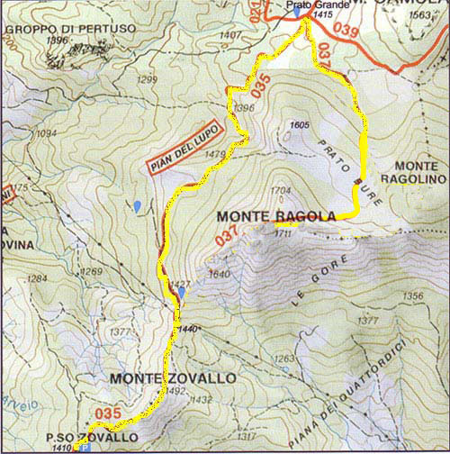 Ecco la cartina con l'itinerario al monte Ragola