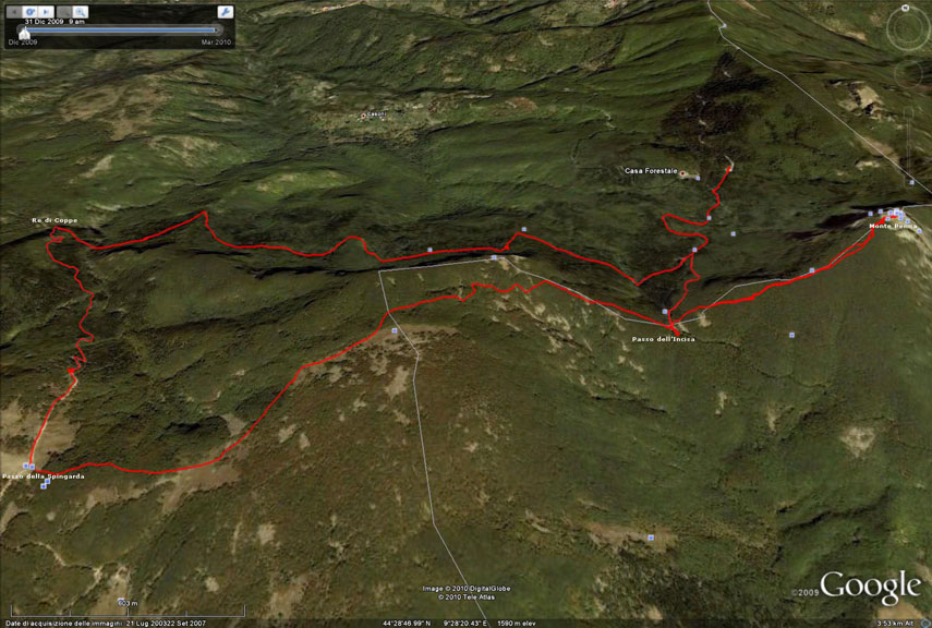 E questo è il tracciato GPS del nostro anello: Casa Forestale - Passo dell'Incisa - M. Penna - Passo dell'Incisa - Passo della Spingarda - Re di Coppe - Segheria Casa Forestale