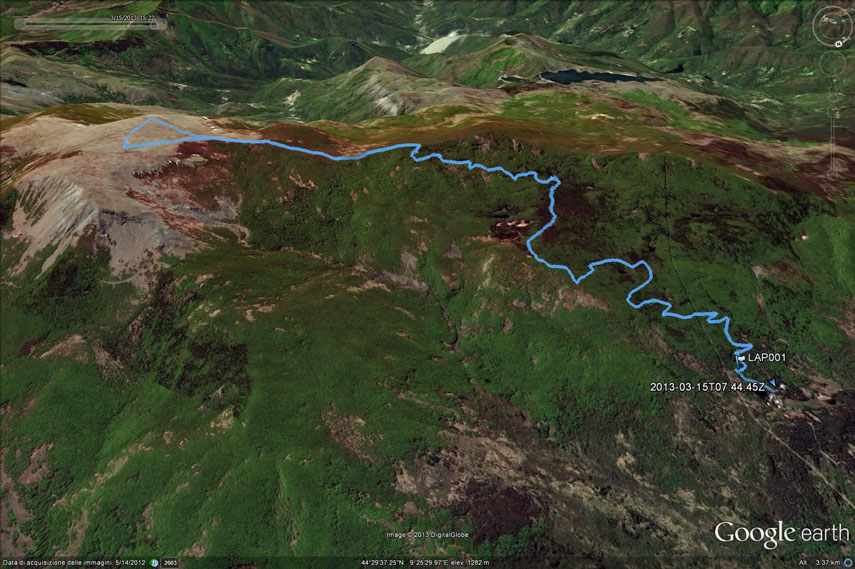Il tracciato dell'escursione rilevato con il gps: Lago delle Lame - Agoraie . Passo Prè de Lame - Cian de Pumme - M. Aiona (croce) - M. Aiona (Cima Sud) - Cian del Pumme - Passo Prè de Lame - Il tracciato dell'escursione rilevato con il gps. Partenza dal Lago delle Lame - salita nella foresta demaniale - Riserva delle Agoraie - pendici nord Monte degli Abeti - Passo Prè de Lame - Cian de Pumme - Monte Aiona - Cima Sud dell'Aiona. Discesa per lo stesso itinerario di salita