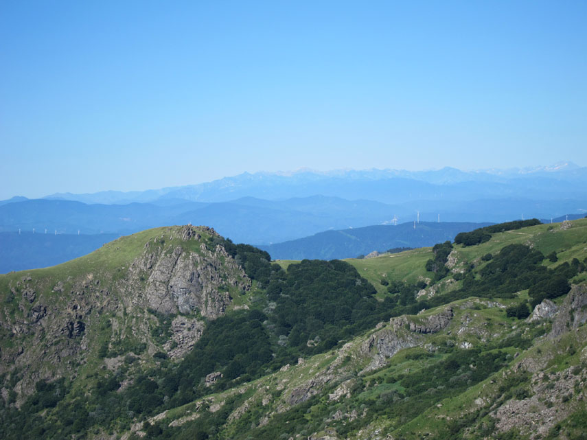 La gobba dello Sciguelo con le Alpi appena accennate sullo sfondo, ... 
